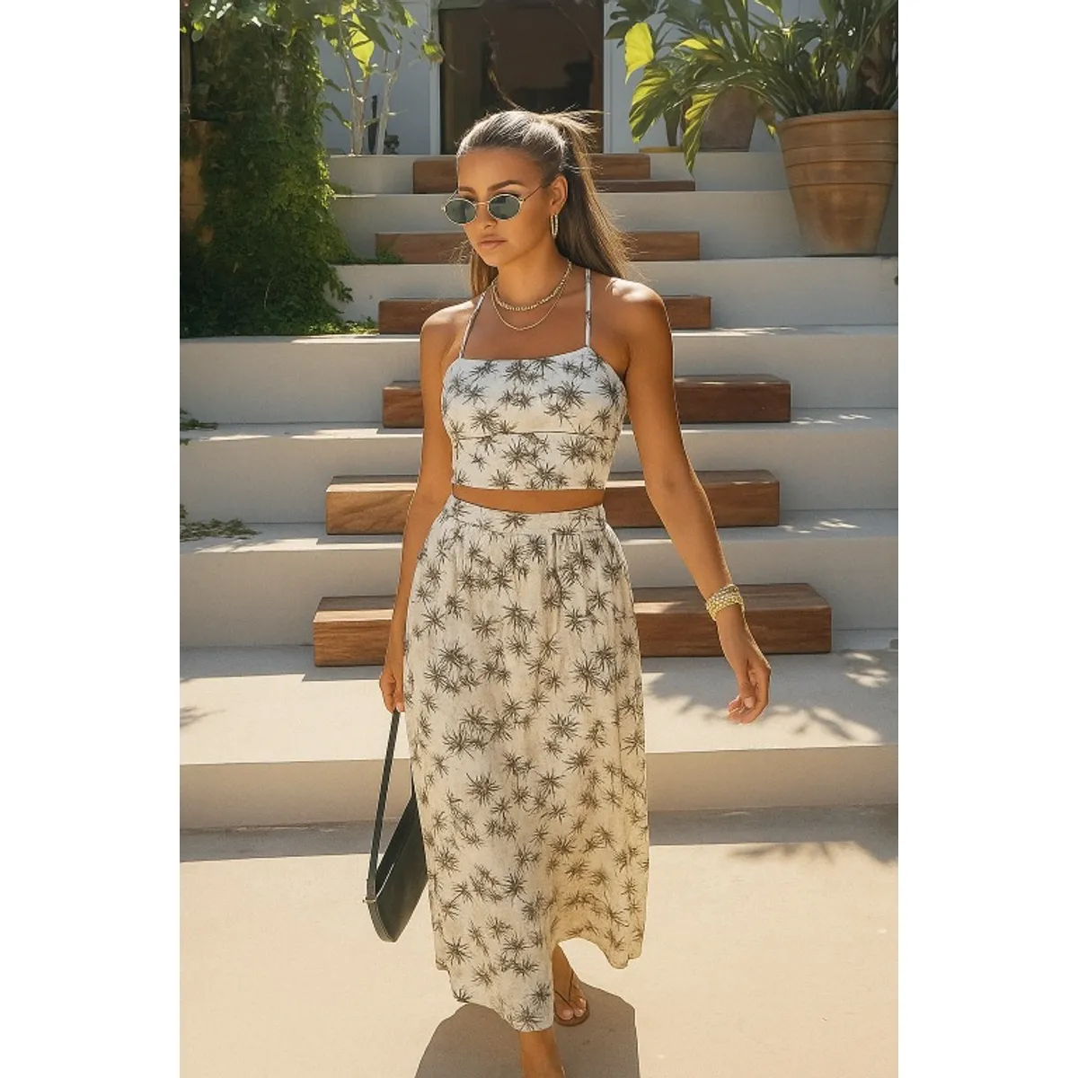 AMA OUTFITTERS - SET TOP  DRAPEADO Y FALDA EN A JACOBS