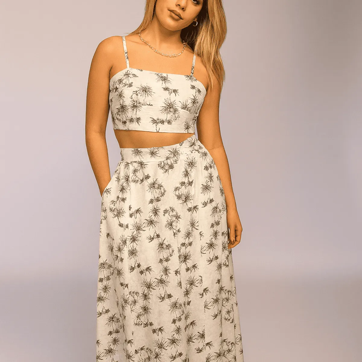 AMA OUTFITTERS - SET TOP  DRAPEADO Y FALDA EN A JACOBS