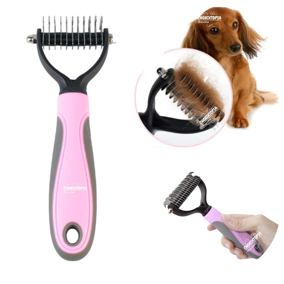 GENERICO - PEINE DESMOTADOR PARA PERROS Y GATOS ROSA BEBE CHICO