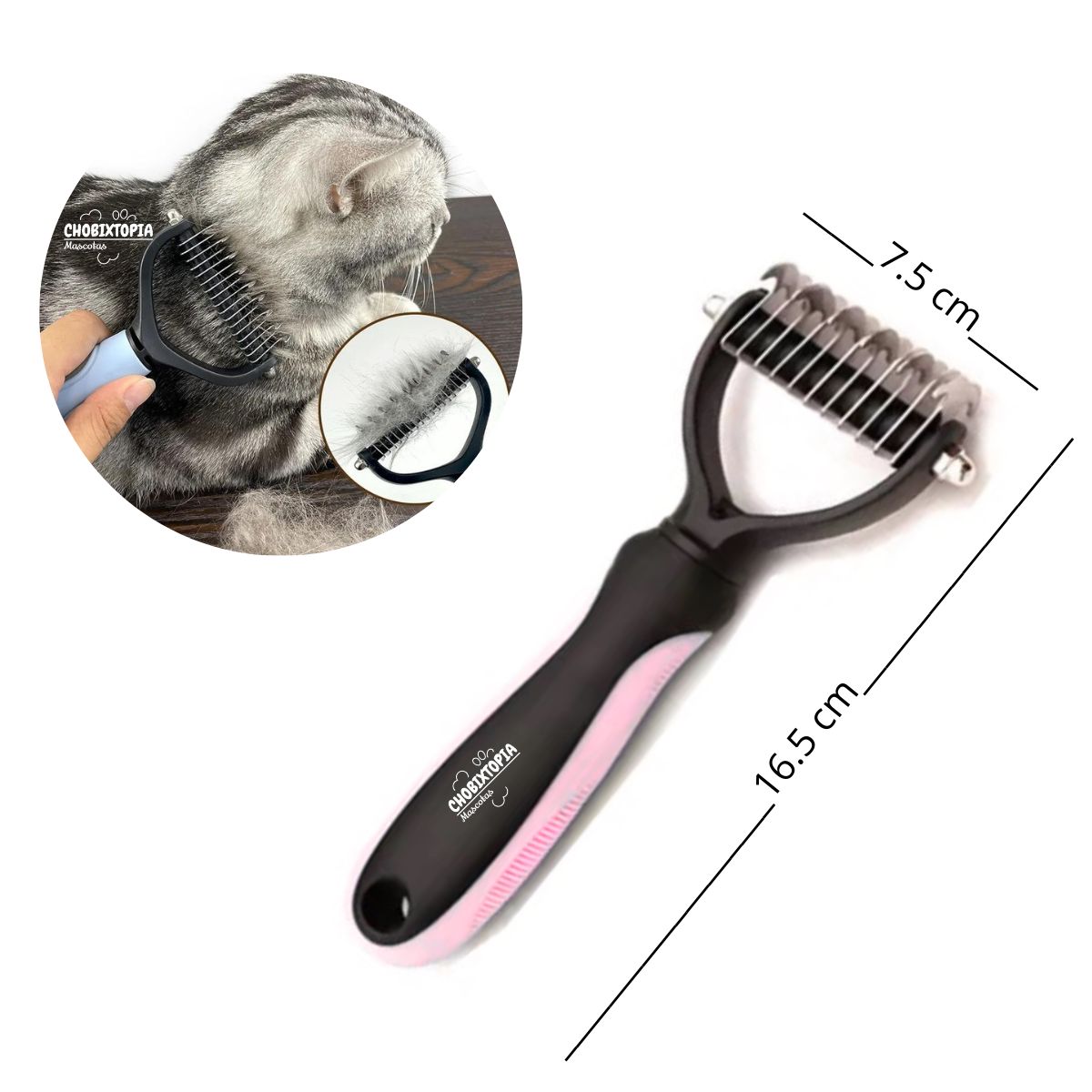 GENERICO - PEINE DESMOTADOR PARA PERROS Y GATOS ROSA BEBE CHICO