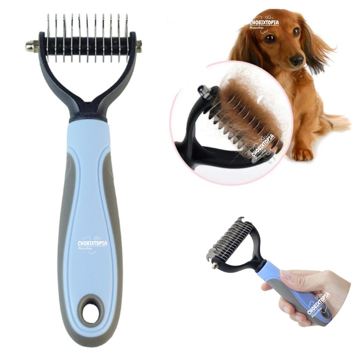 GENERICO - PEINE DESMOTADOR PARA PERROS Y GATOS CELESTE BEBE CHICO