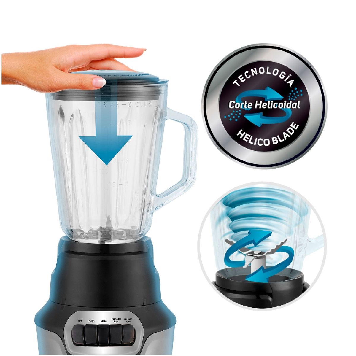 TAURUS - Licuadora Taurus Perfect Push con Tecnología Helicoblade 15L  800W