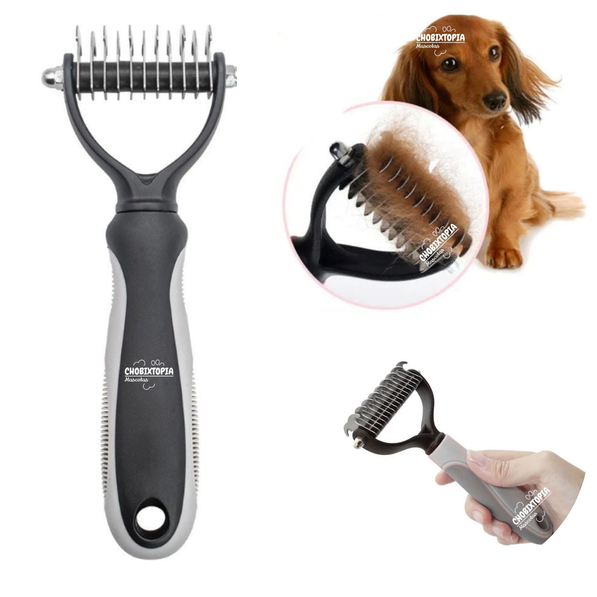 GENERICO - PEINE DESMOTADOR PARA PERROS Y GATOS PLOMO CHICO