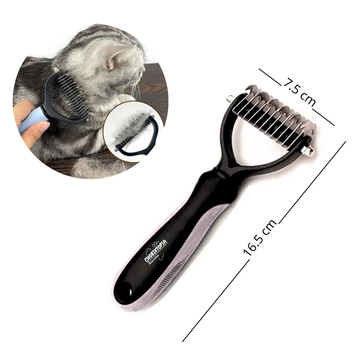 GENERICO - PEINE DESMOTADOR PARA PERROS Y GATOS PLOMO CHICO