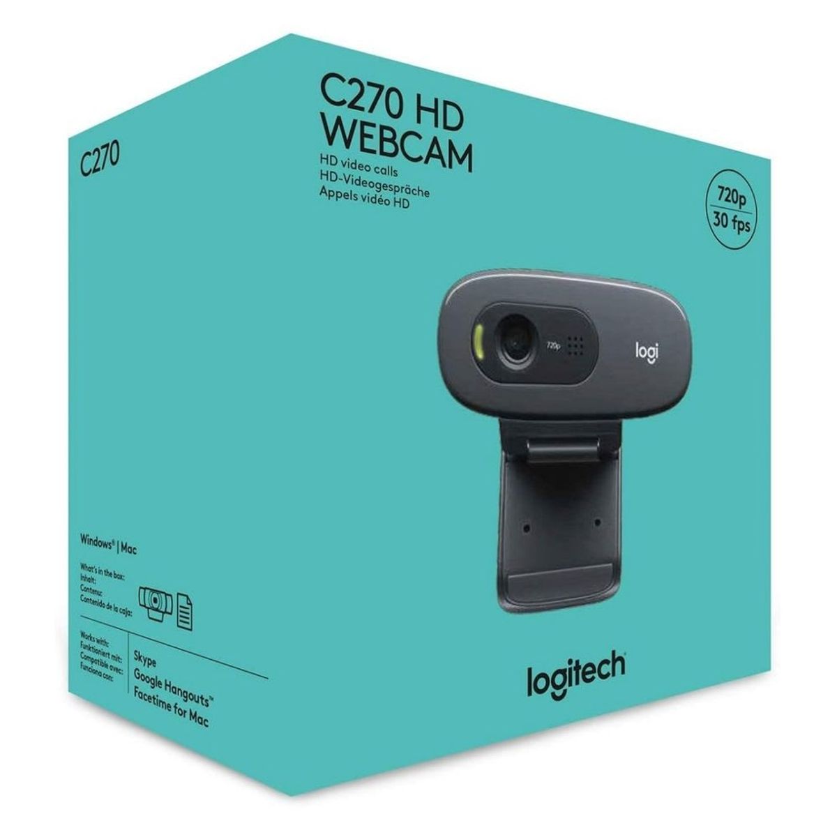 LOGITECH - Logitech C270 Camara Web USB 720P HD-Negro