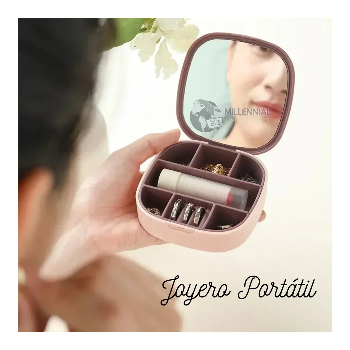 GENERICO - Joyero con Espejo Portátil Regalo para Mujer