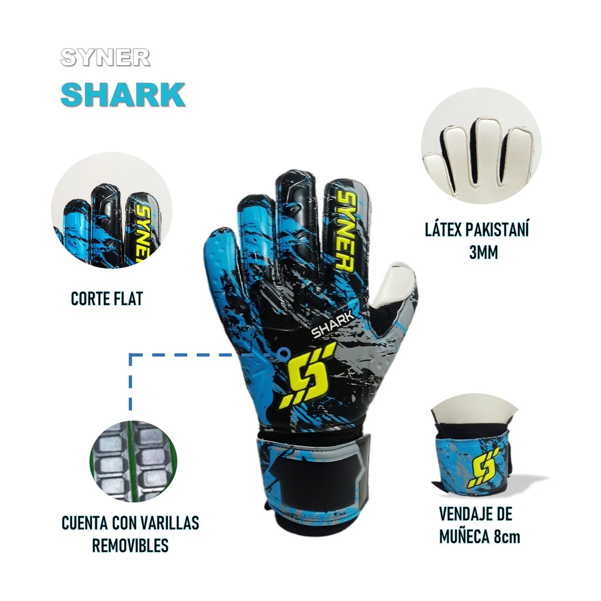 GENERICO - GUANTES PARA ARQUERO DE FÚTBOL SHARK SYNER