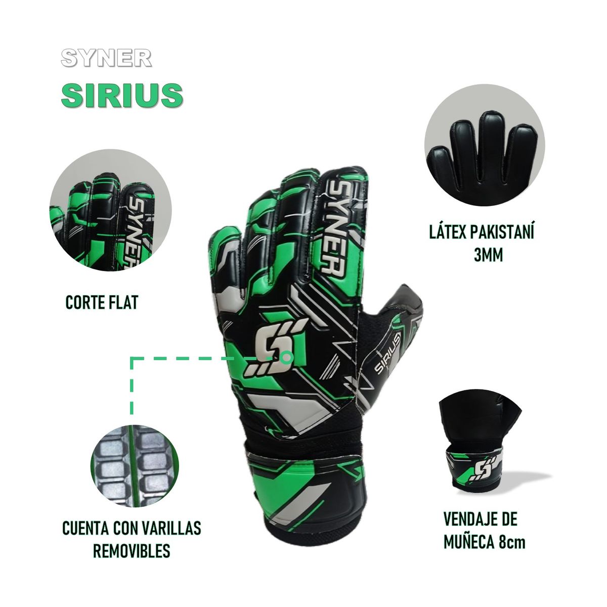 GENERICO - GUANTES PARA ARQUERO DE FÚTBOL SIRIUS SYNER