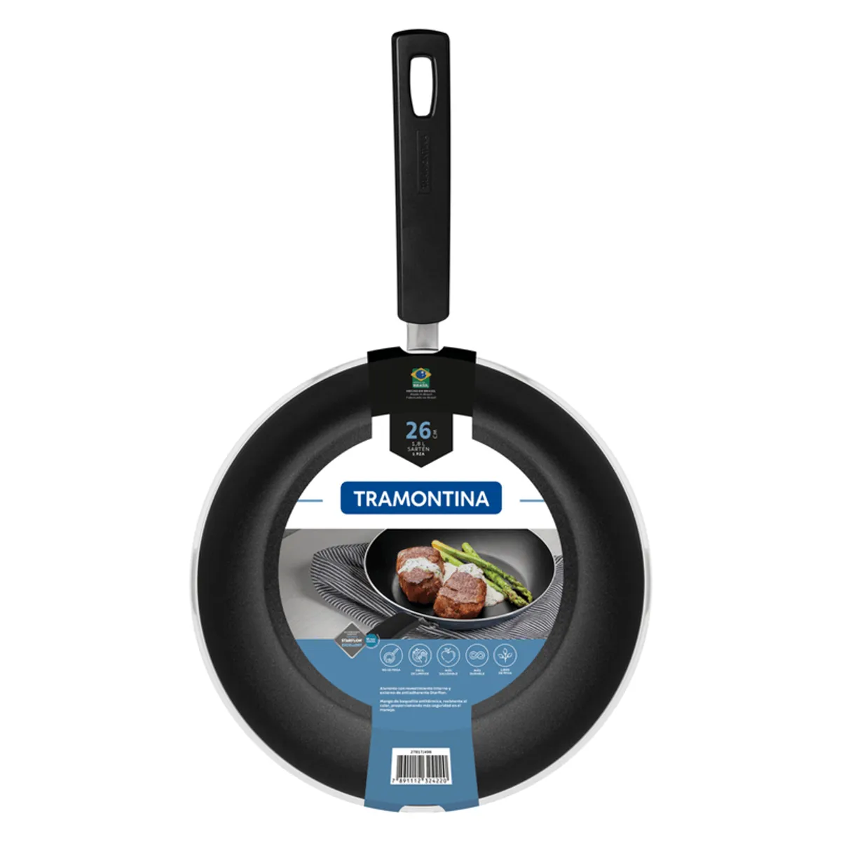 TRAMONTINA - Sartén Tramontina Sicília en Aluminio con Revestimiento Interno 26 cm 1,8 L