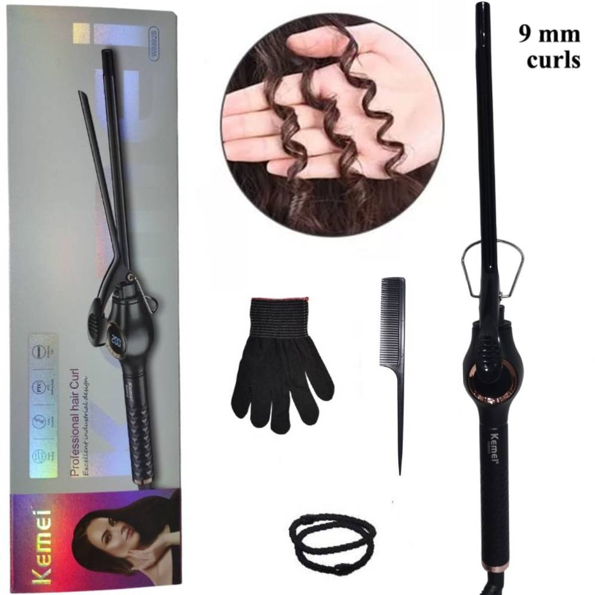KEMEI - Rizador de un  Cilindro  para el Cabello modelo delgado KEMEI