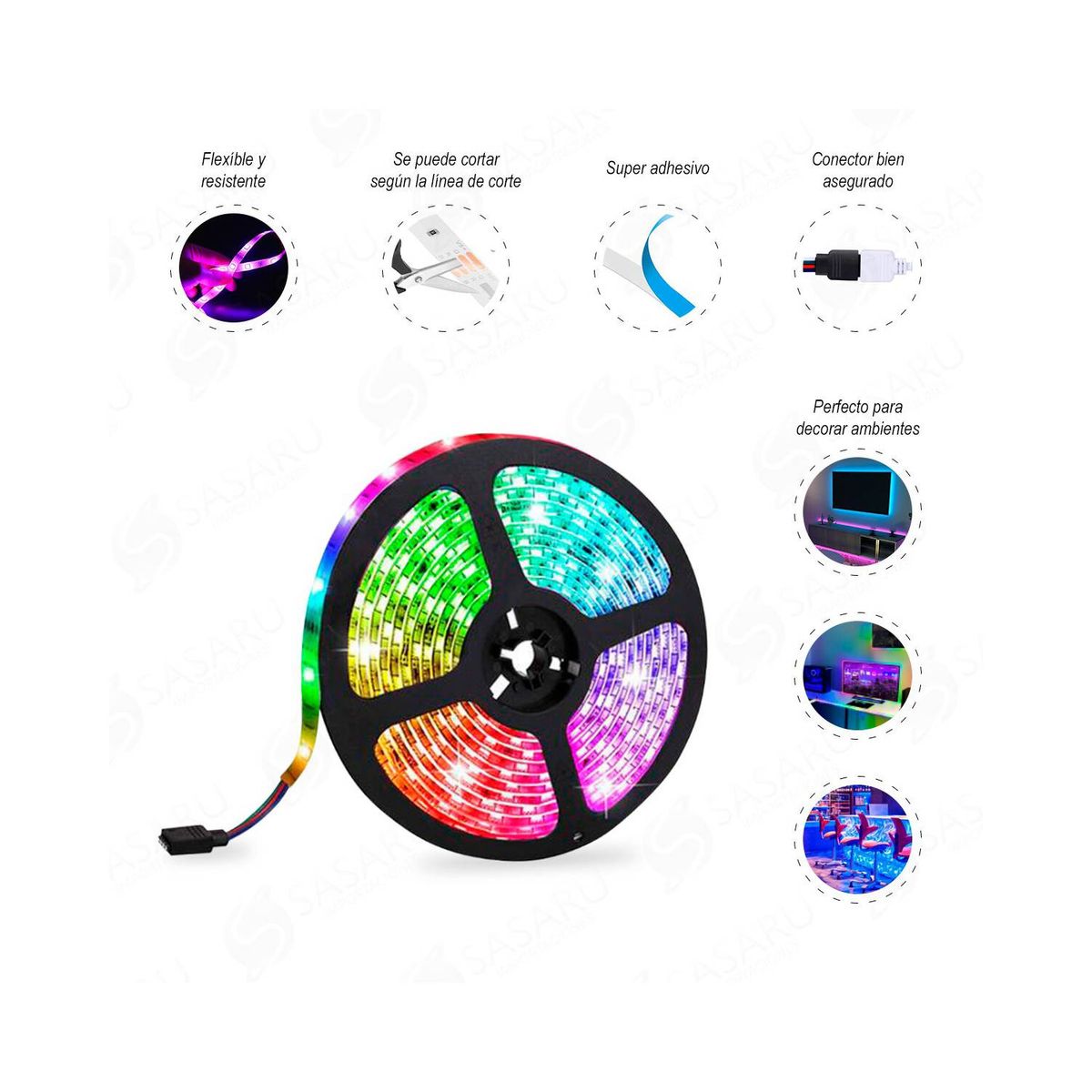 GENERICO - Cinta Led Rgb 5M Con Control Remoto