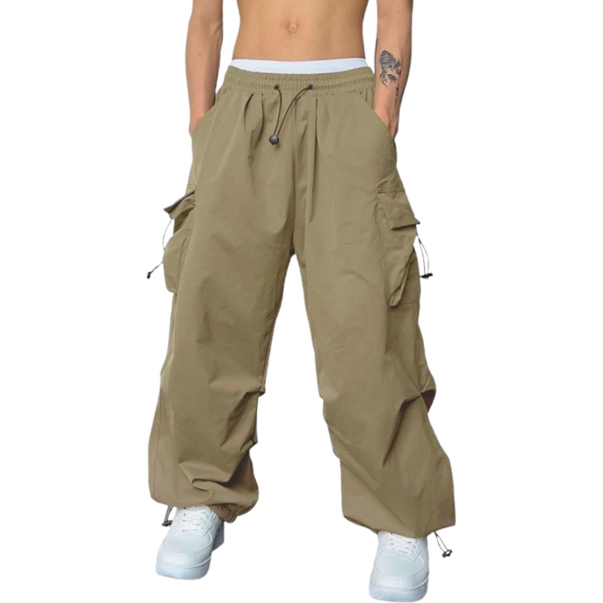 ENKI - Pantalón Cargo Hombre Urbanfly Pro Tela Mojada Oversized Bolsillos Laterales Streetwear ENKI
