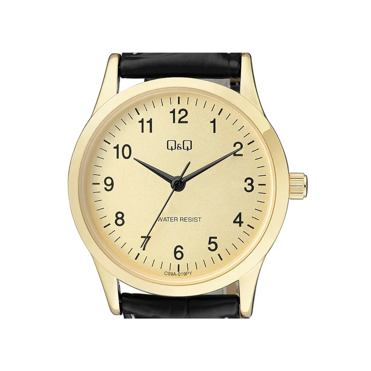 Q&Q - Reloj QQ de Cuero Negro con Dorado para Mujer resistente al agua