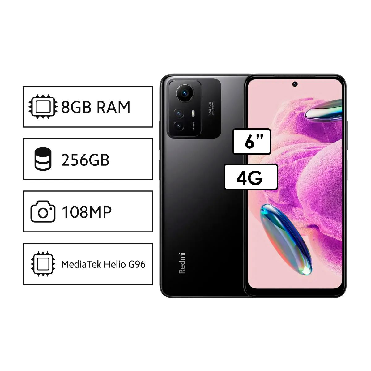 REDMI - Celular Redmi Note 12s 8GB RAM 256GB NEGRO