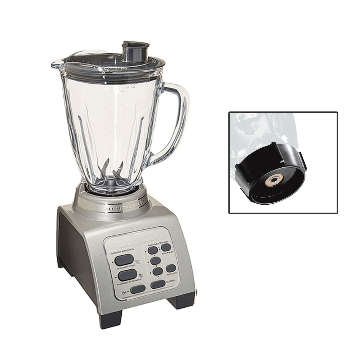 GENERICO - Licuadora FOSTERIER con Motor Reversible Vaso de Vidrio Templado Gris