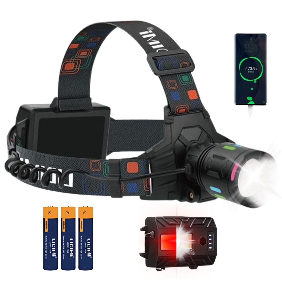 LIDIMI - Linterna Frontal LED Recargable 10W Aluminio Ajustable Impermeable