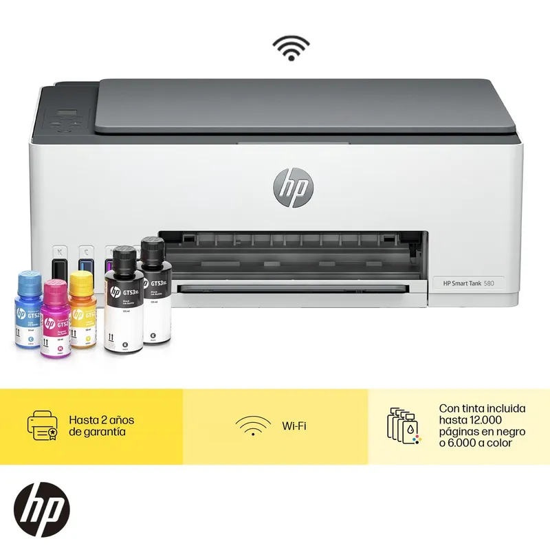 HP - IMPRESORA MULTIFUNCIONAL HP SMART TANK 580 WIFI 1F3Y2A#AKY BLANCO