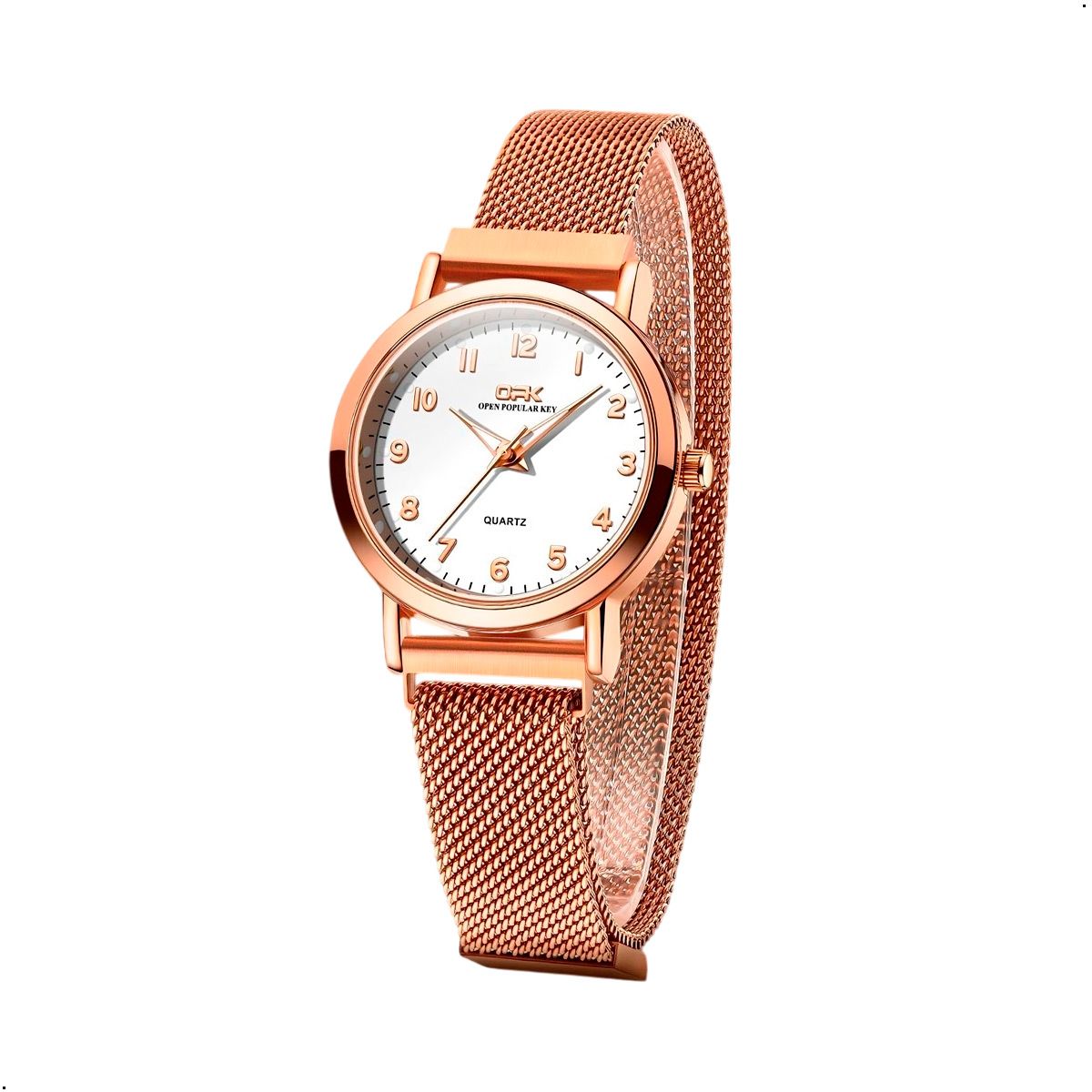 GENERICO - Reloj Opk De Pulsera  Para Mujer  Oro Rosa 8115