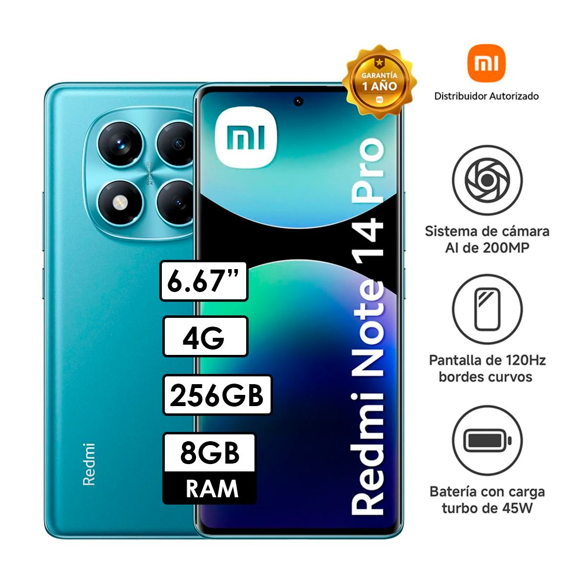 XIAOMI - Celular Redmi Note 14 pro 4G 8GB RAM 256GB AZUL