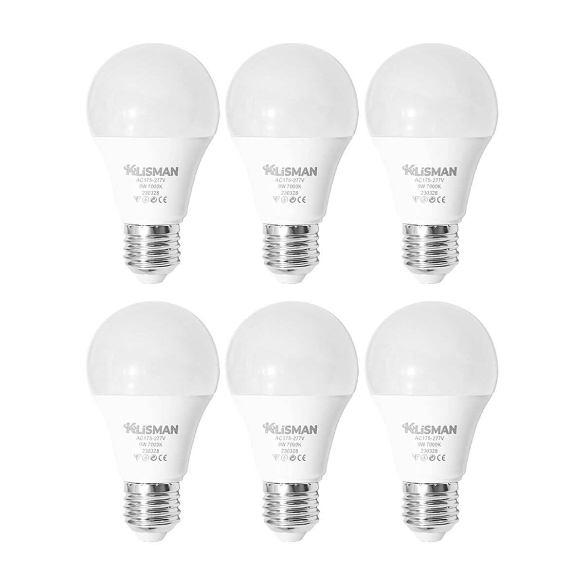 KLISMAN - Pack x6 Focos LED KLISMAN E27 9W Luz Fría