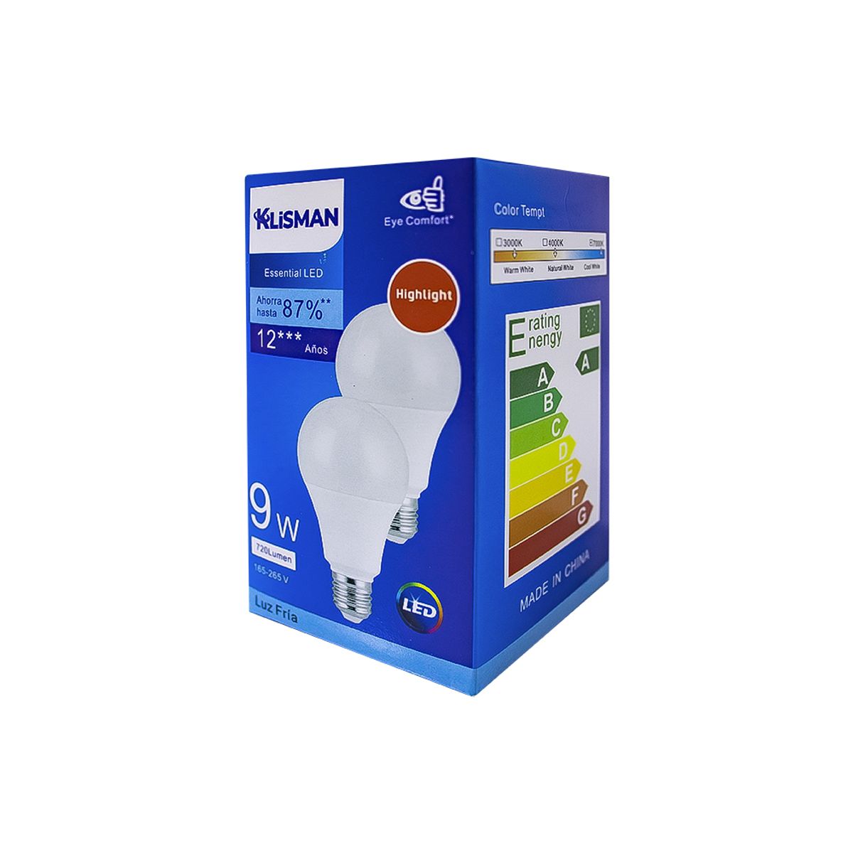 KLISMAN - Pack x6 Focos LED KLISMAN E27 9W Luz Fría