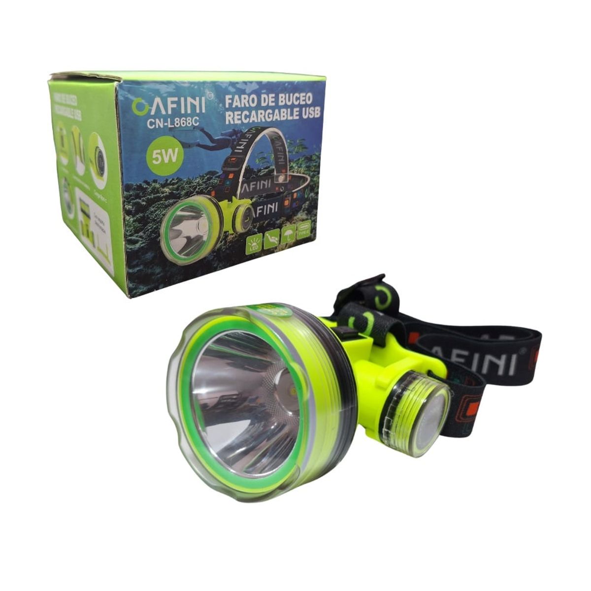 CAFINI - Linterna Frontal Actuatica 5w Recargable Cafini