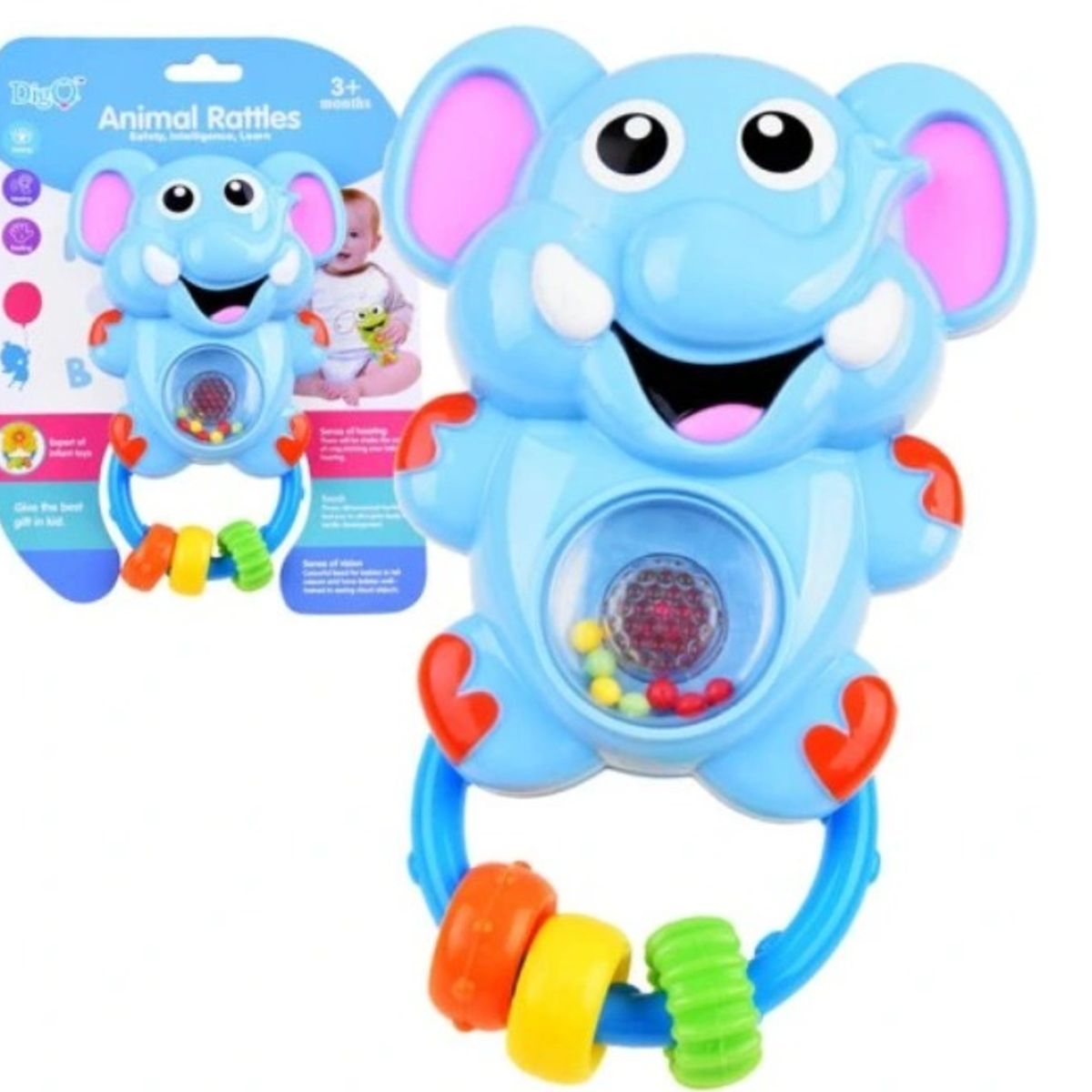 GENERICO - Sonajero para bebé pequeño elefante