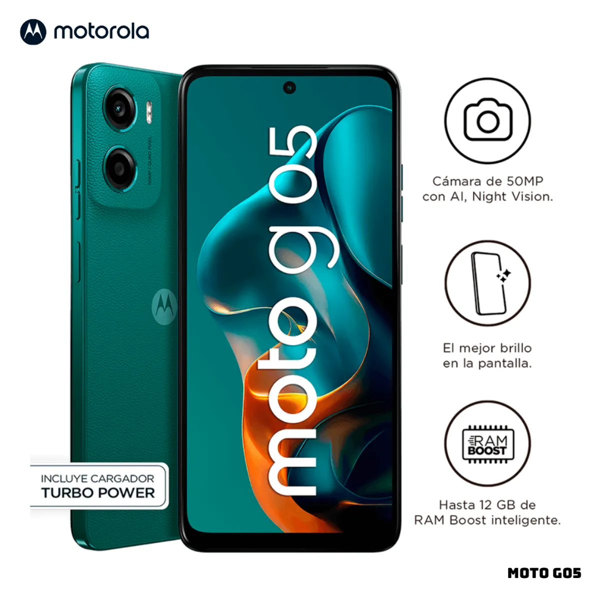 MOTOROLA - CELULAR MOTOROLA MOTO G05 4GB RAM 128GB ROM - VERDE PROFUNDO