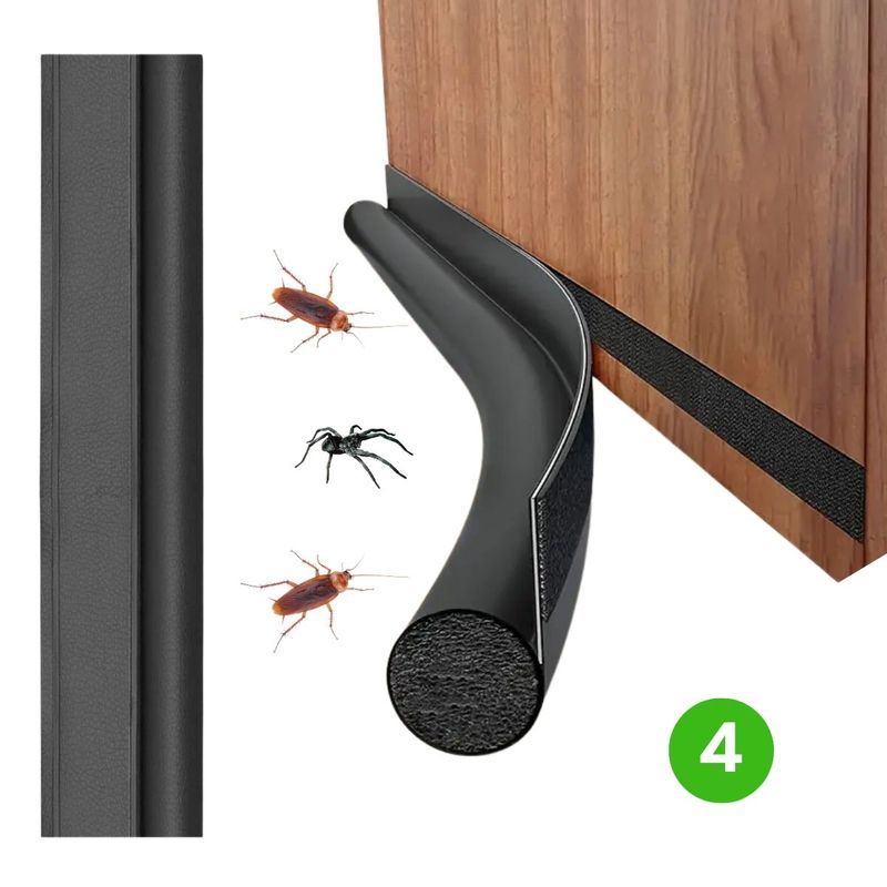 HOGARMAS - Set de 4 Burlete Adhesivo para Puerta con Velcro para Fácil Limpieza Negro