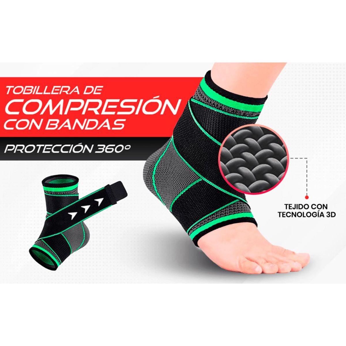 GENERICO - Tobillera de Compresión Pro Ajustable  Soporte y Alivio