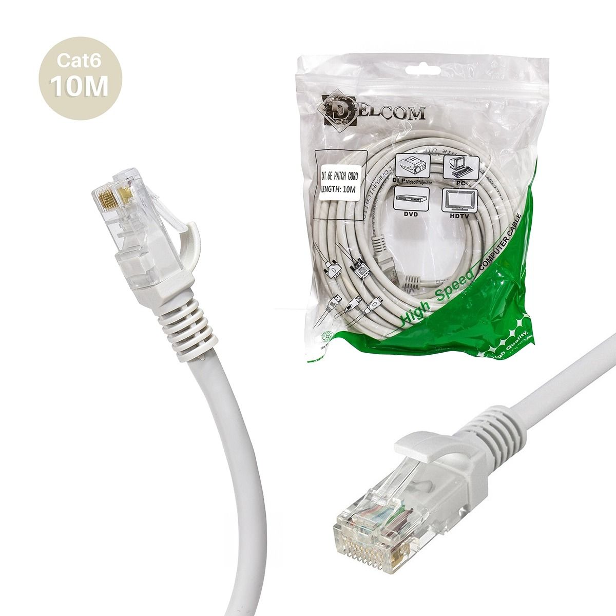 GENERICO - CABLE PATCH CORD BEIGE CAT 6 10M DELCOM