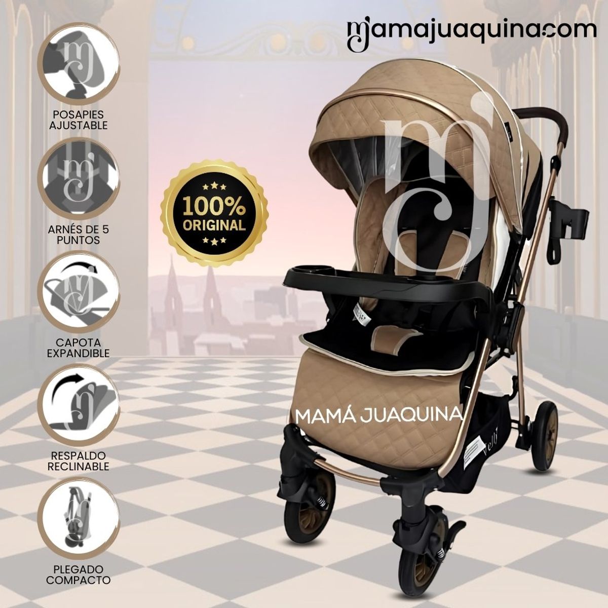 BABY - Coche Cuna de Lujo «HUMBERT» Beige