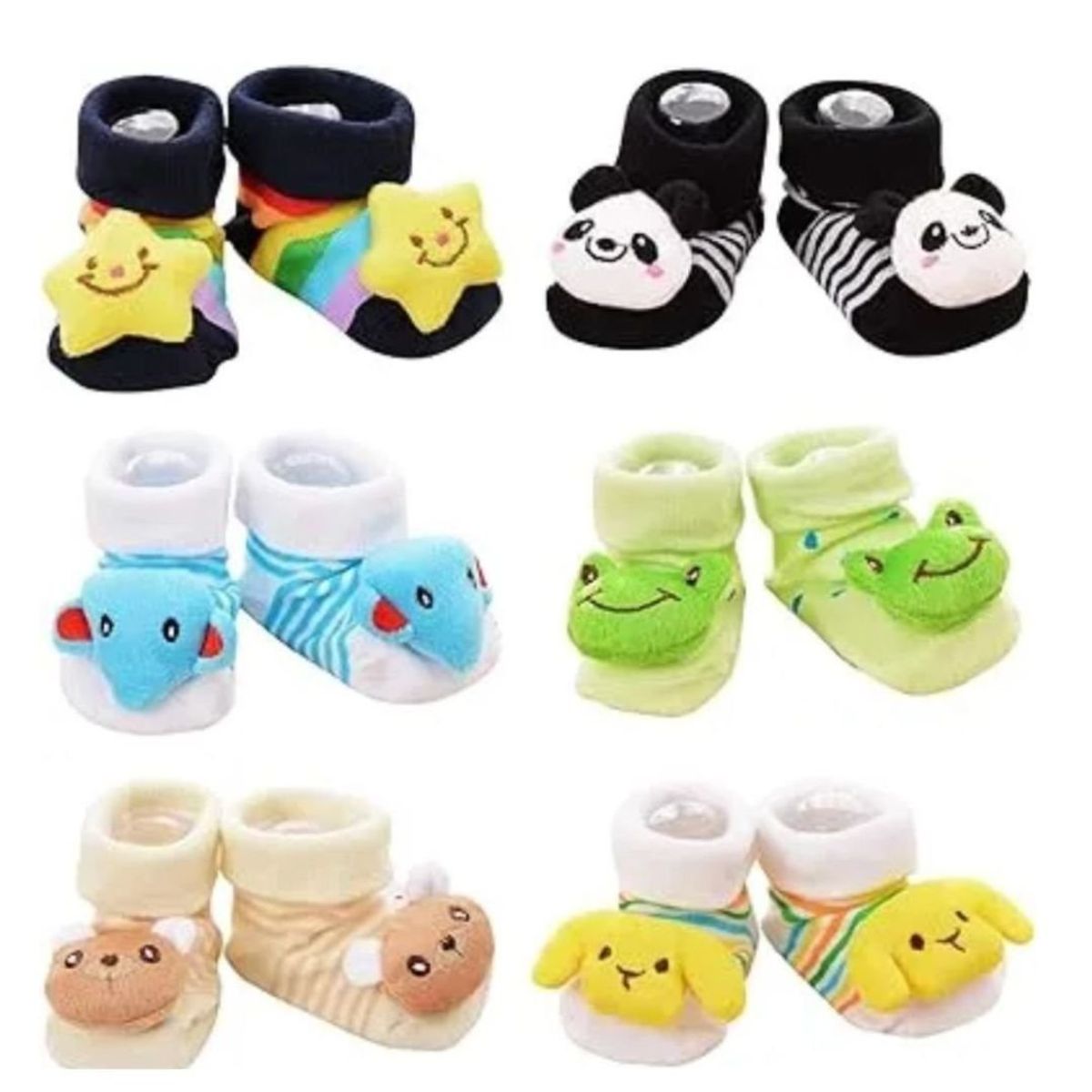 GENERICO - Pack 3 Medias Antideslizantes Para Bebes Con Muñeco niño