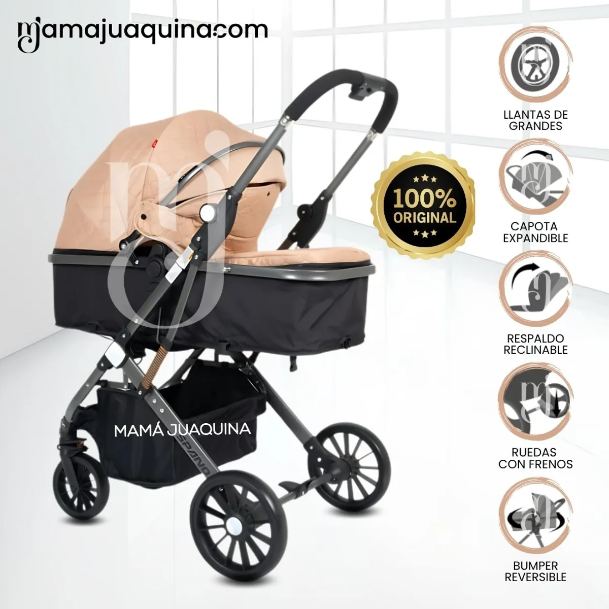 Baby - Coche Moisés Travel System de Lujo «STANLIE» Edición Limitada Beige