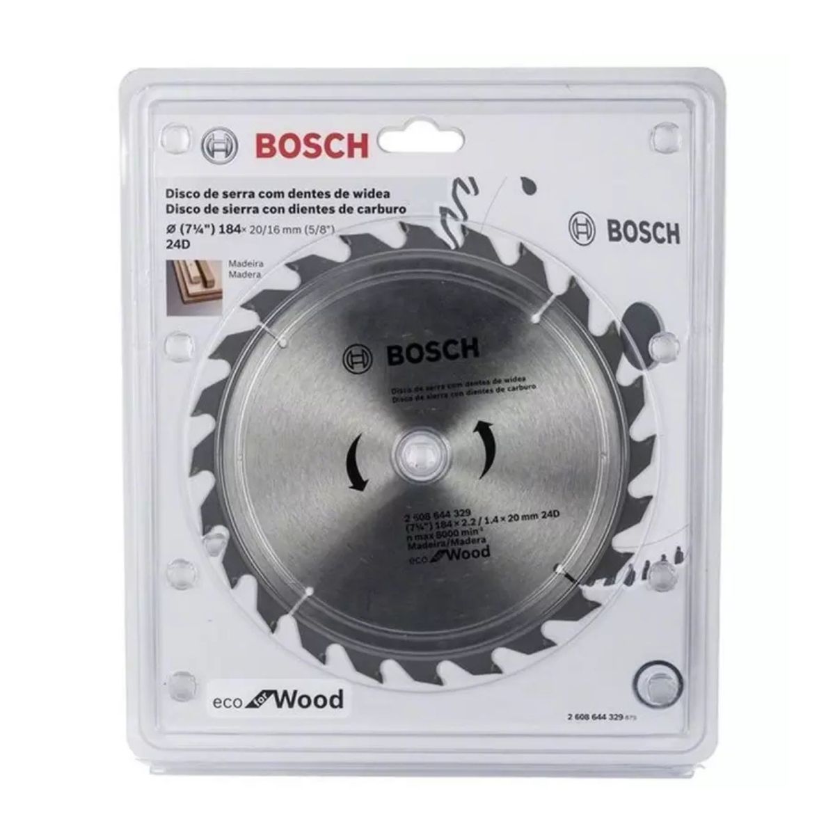 BOSCH - DISCO CARBURADO DENTADO CORTE MADERA 7-¼ X 24D - BOSCH