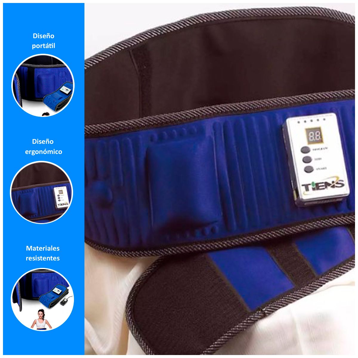 GENERICO - Cinturón Masajeador de 5 Motores para Adelgazamiento