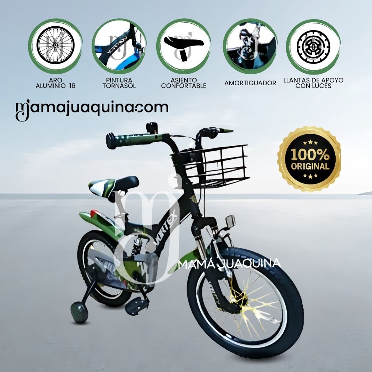 BABY - Bicicleta con Canasta Aro 16 «FLYING II» Green