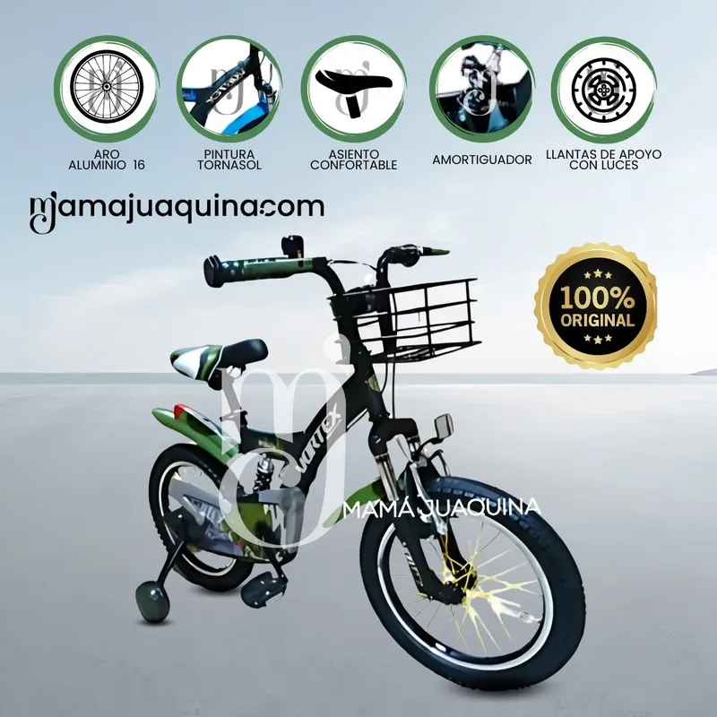 BABY - Bicicleta con Canasta Aro 16 «FLYING II» Green