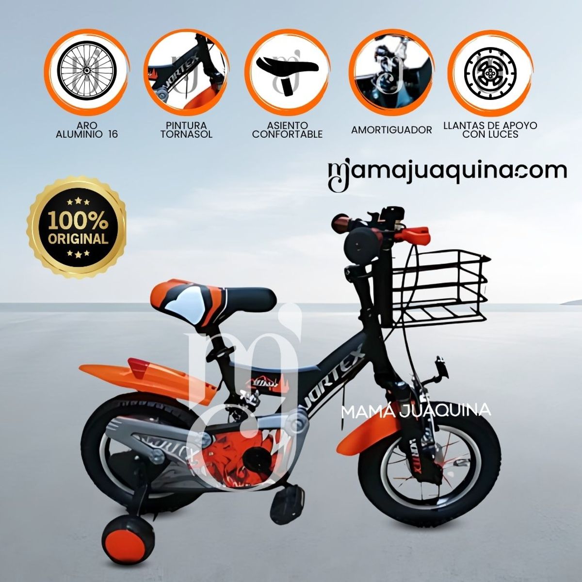 BABY - Bicicleta con Canasta Aro 16 «FLYING II» Orange