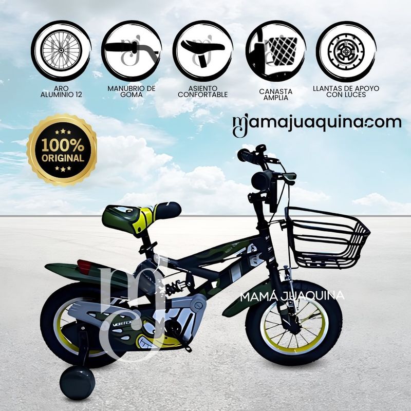 BABY - Bicicleta con Canasta Aro 12 «GUNGOR II» Black