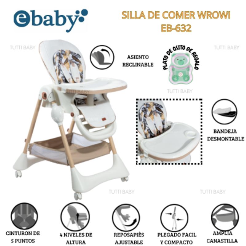 EBABY - SILLA DE COMER GRADUABLE WROWI - BLANCO