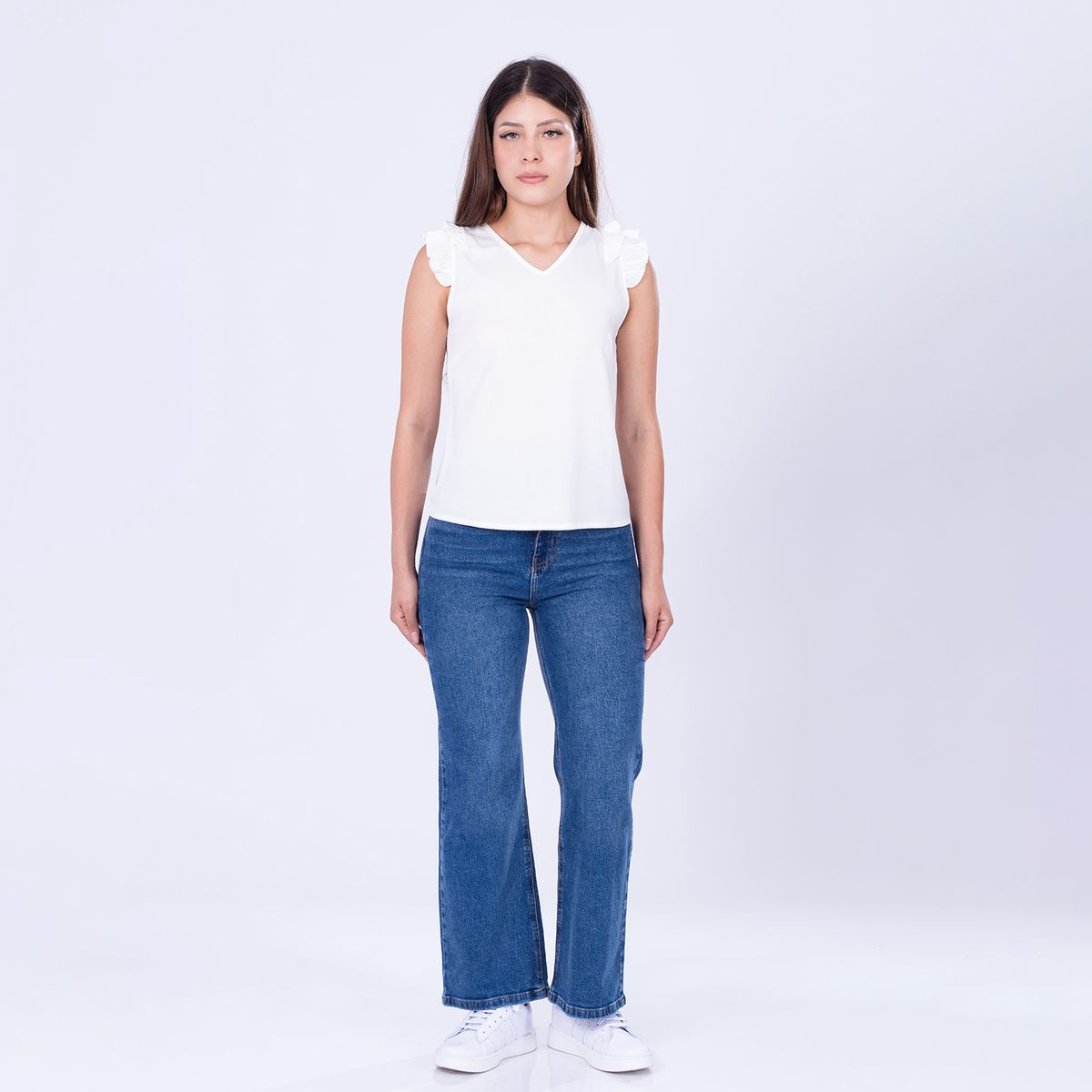 MOCALY - Blusa Mujer Manga Corta Chalis Licrado Regular Fit