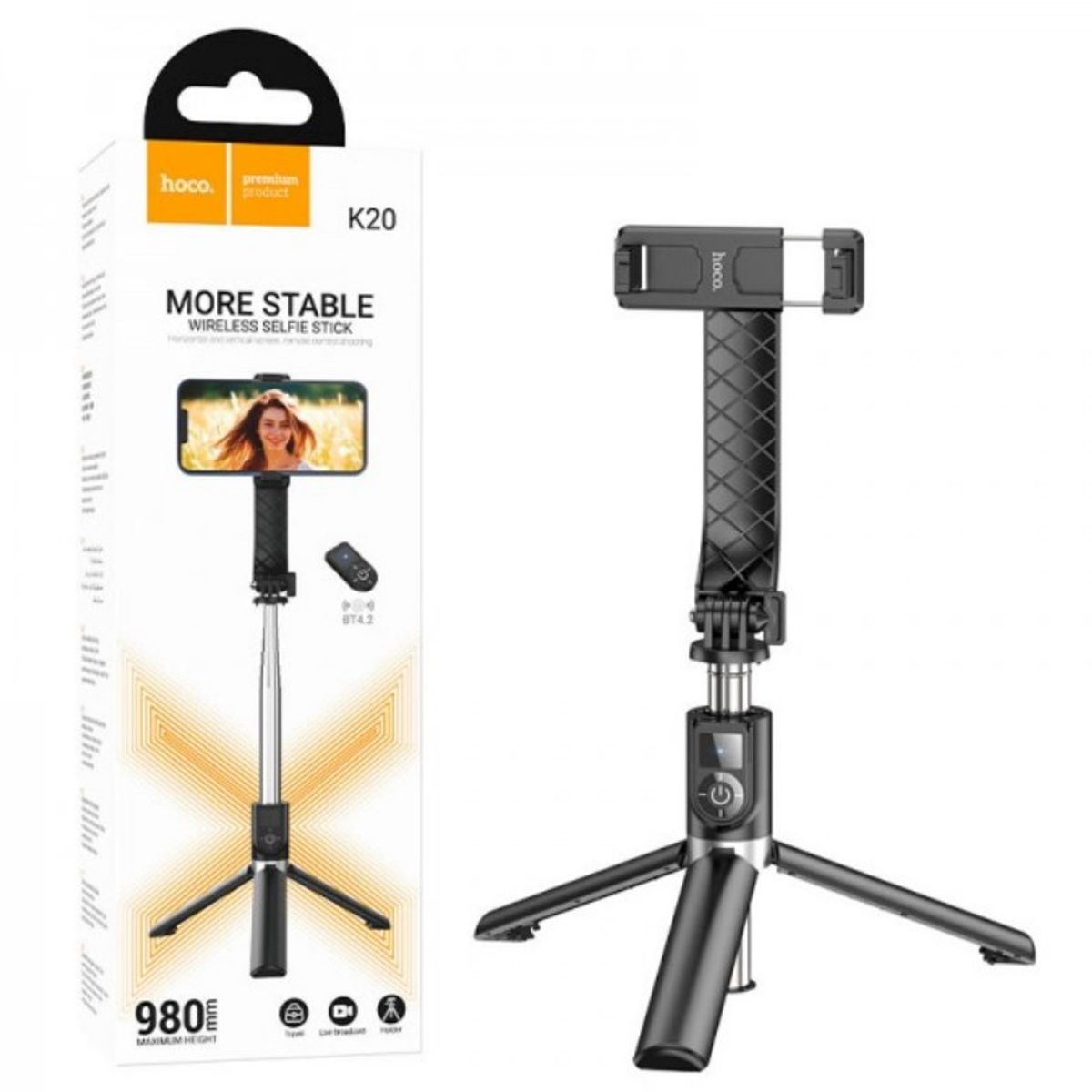 HOCO - Palo Selfie Tripode - Bluetooth Hoco K20 - 1 Metro