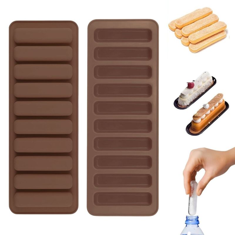 HOGARMAS - Set de 3 Moldes Bandejas en Tiras para Hielos Postres Marrón