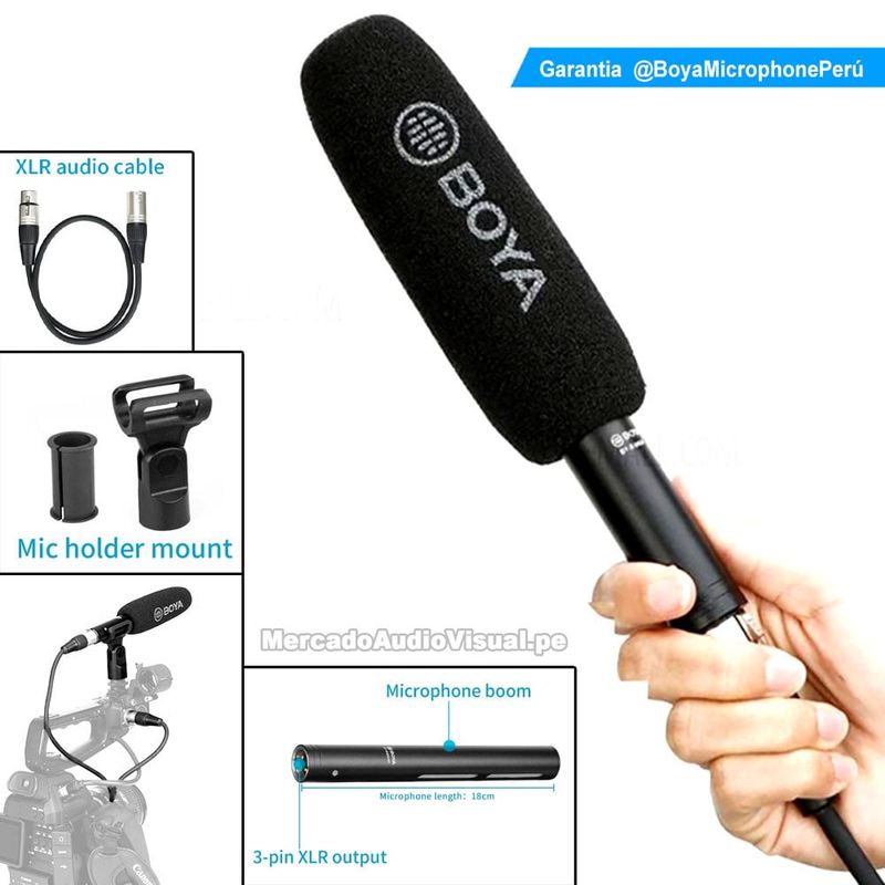 BOYA - BOYA BY-BM6040 - Micrófono de Cañon Boom para cámaras