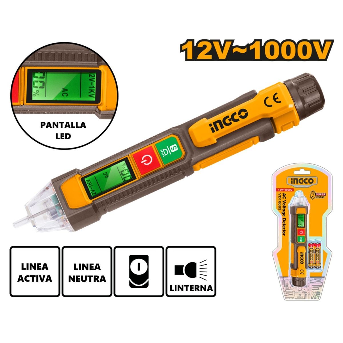 INGCO TOOLS - Detector de Voltaje 12 - 1000V VD210003 INGCO