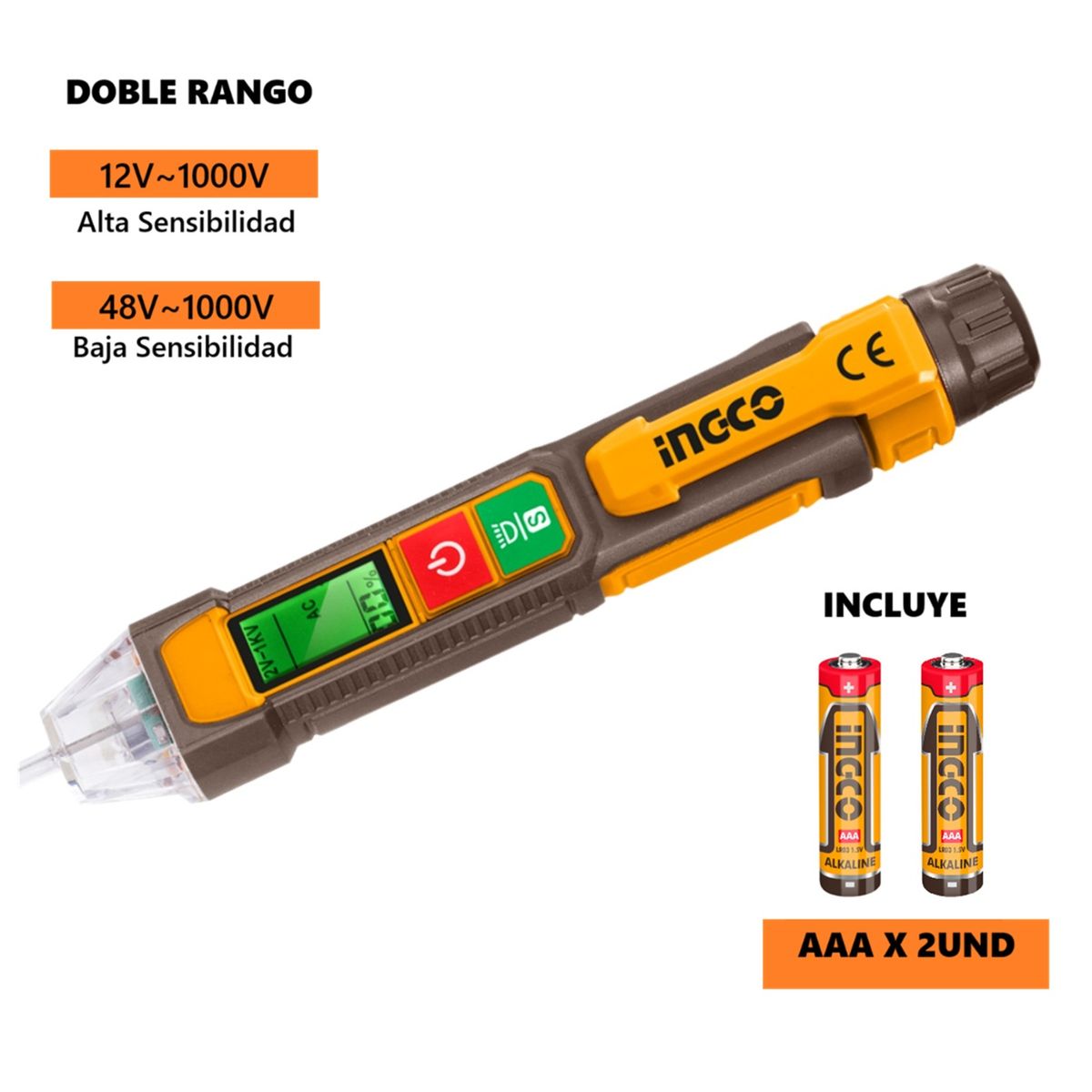INGCO TOOLS - Detector de Voltaje 12 - 1000V VD210003 INGCO