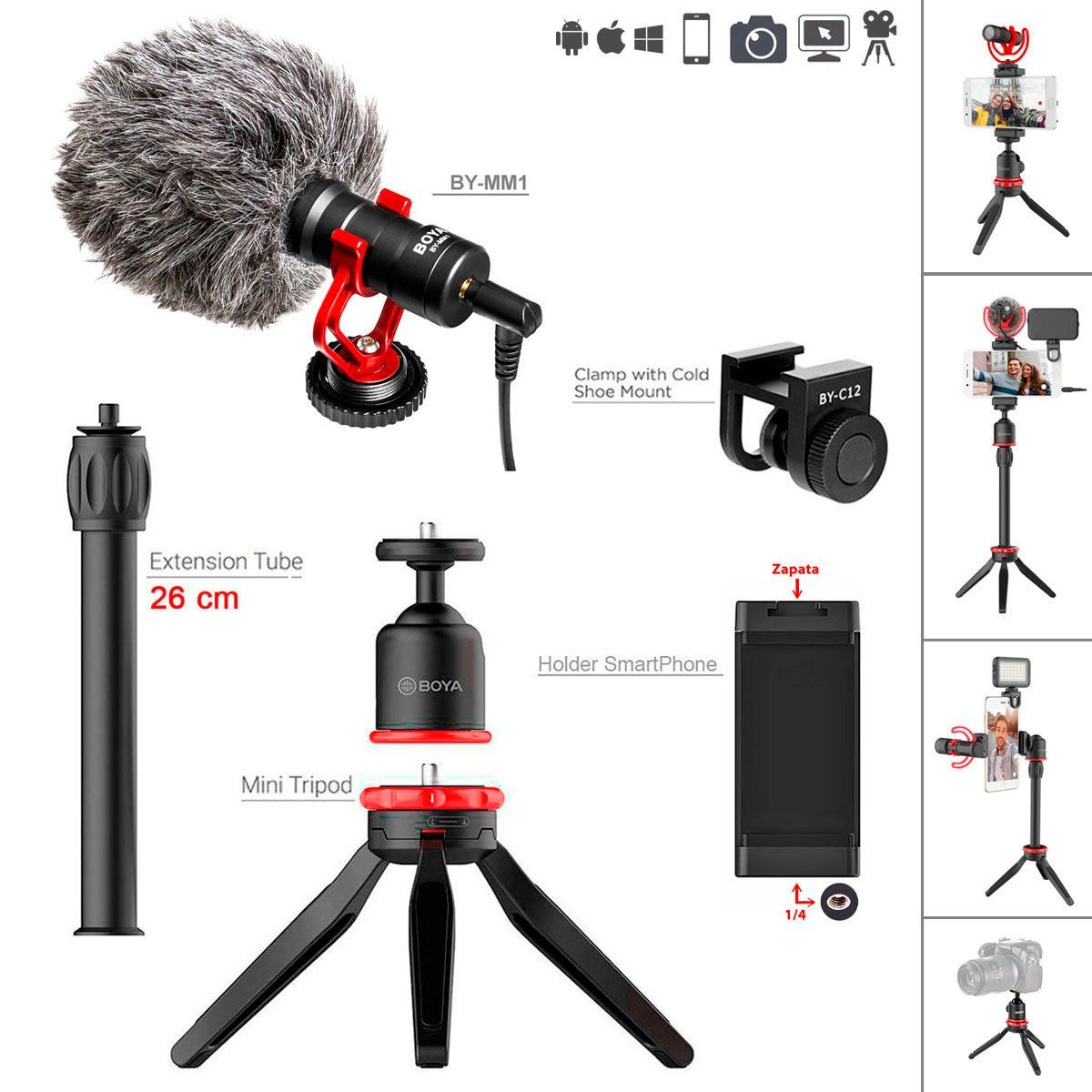 BOYA - BOYA BY-VG330 - Vlogger - Micrófono de Cañon PodCast para SmartPhone