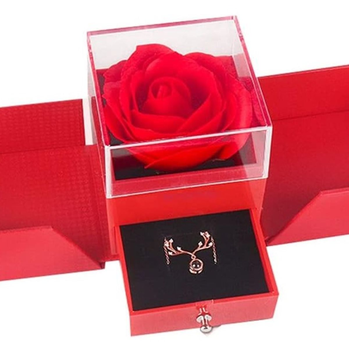 GENERICO - Caja de Joyero con Rosa Eterna