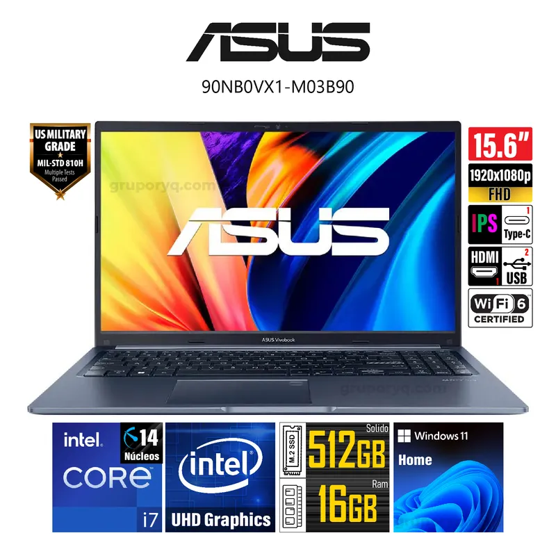 ASUS - Laptop ASUS VIVOBOOK X1502ZA-EJ2466W Intel Core i7-12700H 15.6" FHD RAM 16GB SSD 512GB Win 11 Home